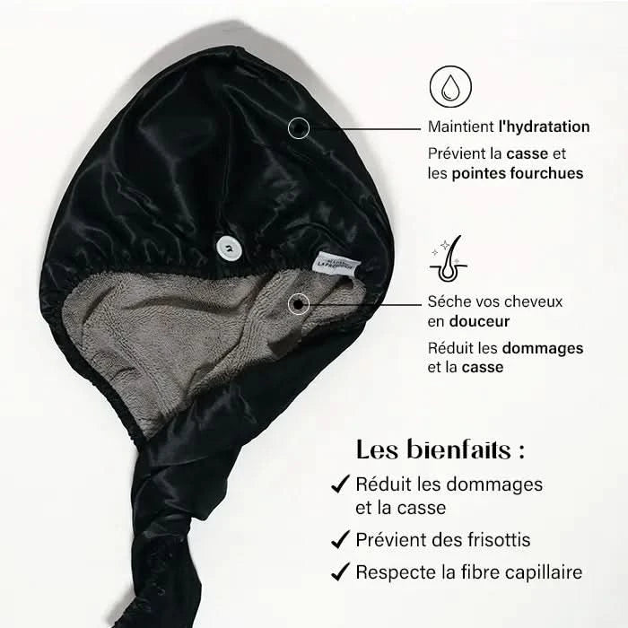 منشفة شعر من الألياف الدقيقة والساتان قابلة للعكس - منشفة شعر